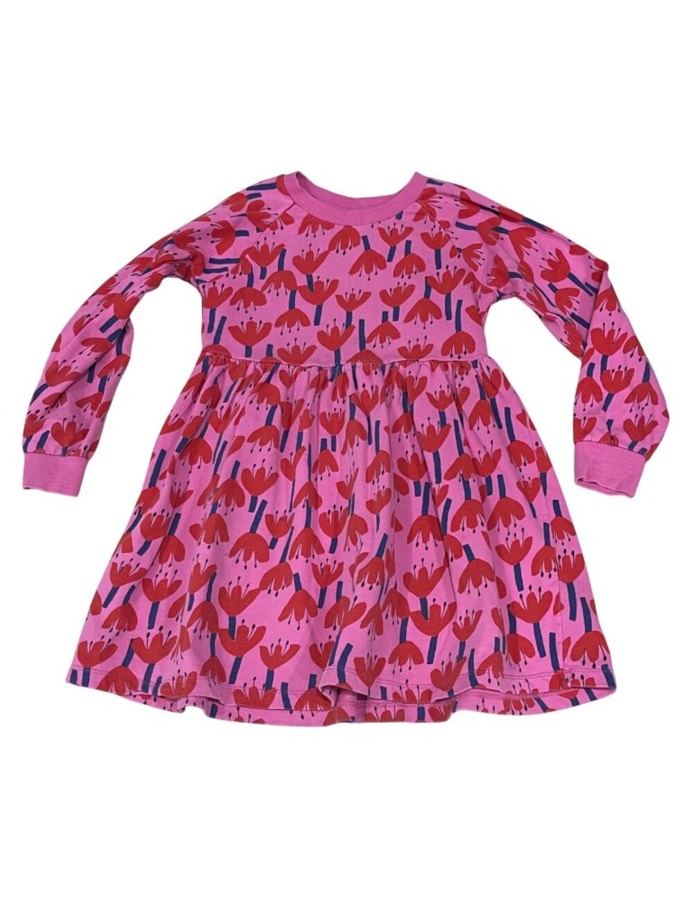 Hanna Andersson Knit Dress In French Terry Girls Size 10 Sunset Tulip Print FAIR